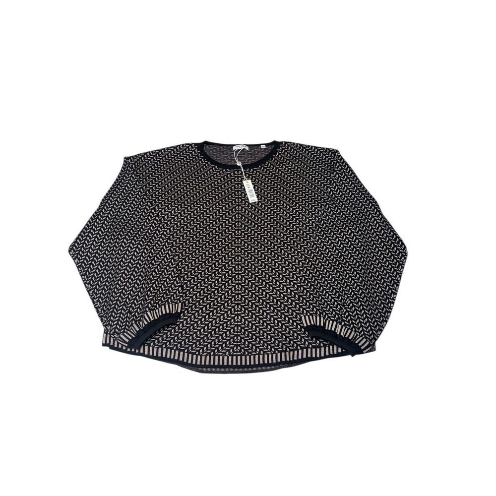 NWT MAX STUDIO LONDON Geometric Knit Sweater Black Tan XL MSRP $128